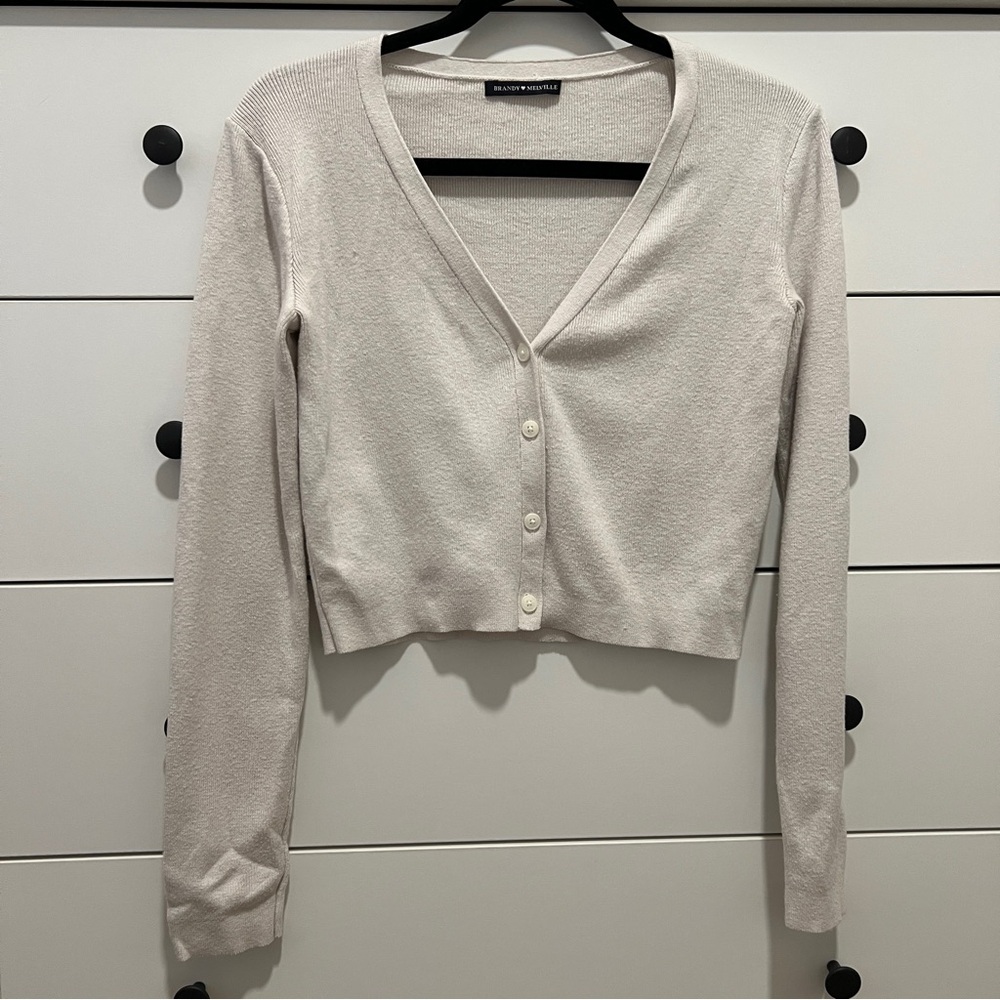 Brandy Melville Women’s Cropped Cream Button-Up Cardigan Size: XS/S